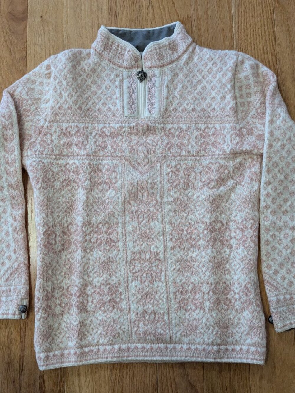 Dale Of Norway Sweater Womens Medium Pink Wool 1/4 Zip